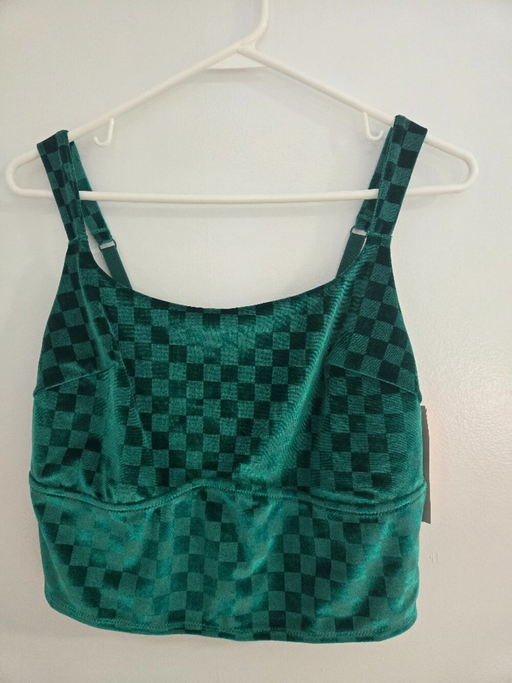 Colsie Women’s Green Velvet Cropped Bralette Size XL Y2K Goth Punk Fashion